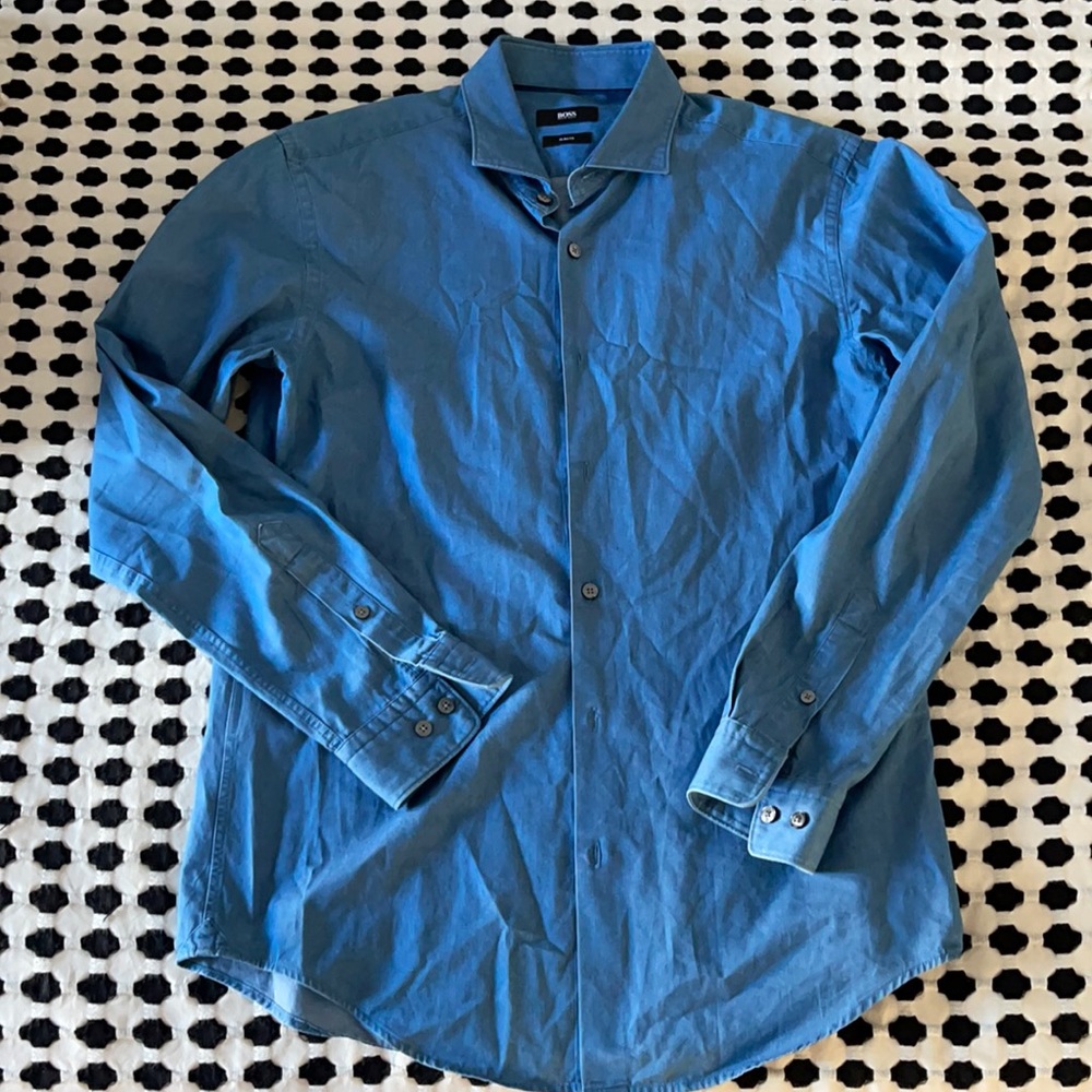 Hugo boss slim fit denim dress shirt